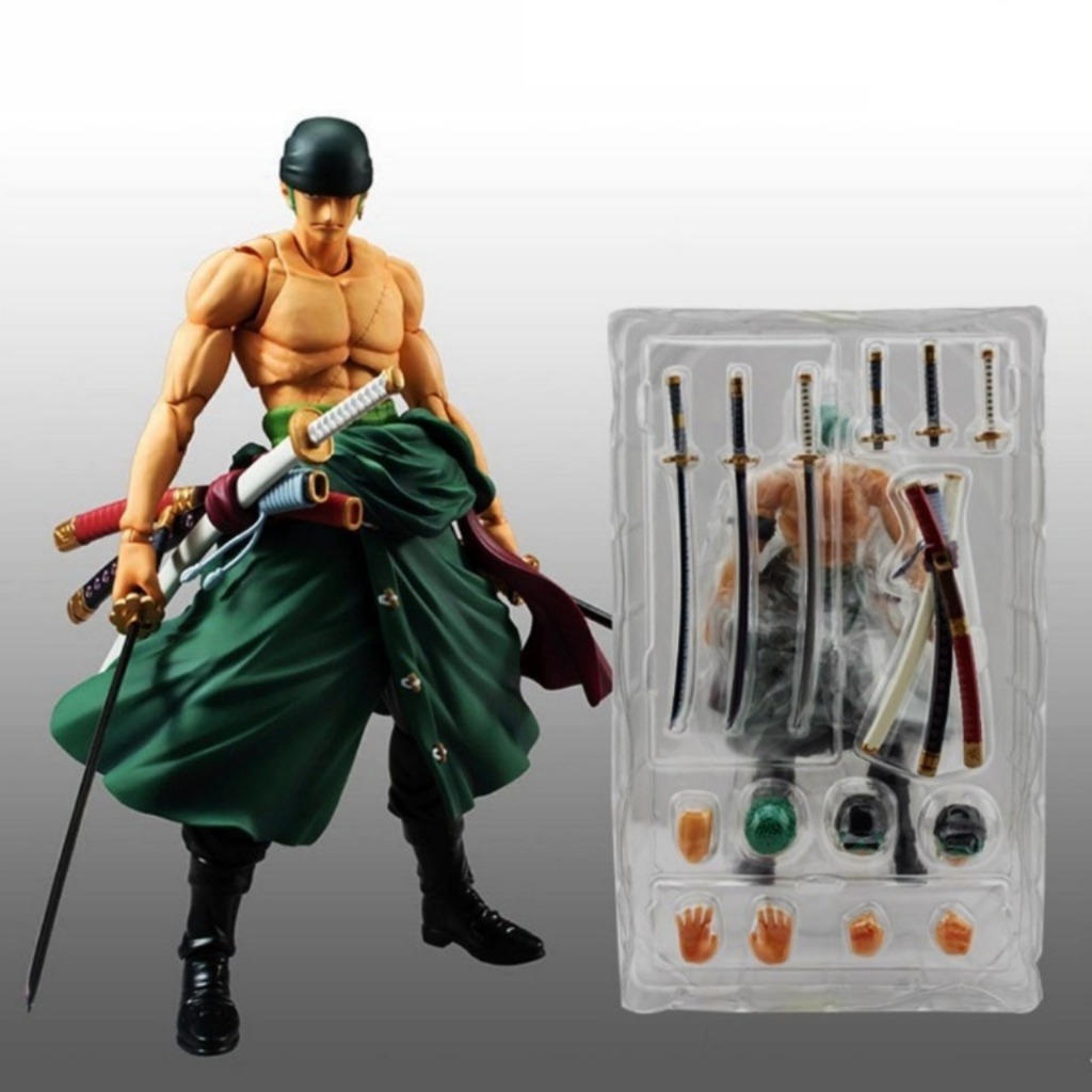 Ảnh thực tế Mô Hình Cao Cấp Figma Roronoa Zoro SHF  Có Khớp cao 18cm Mô hình One Piece Bootleg