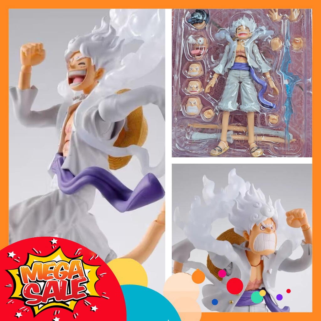 Ảnh thực tế Mô Hình Monkey D. Luffy Gear 5 Nika Luffy One Pice Đảo Hải Tặc SHF Full Khớp Cử Động Bootleg