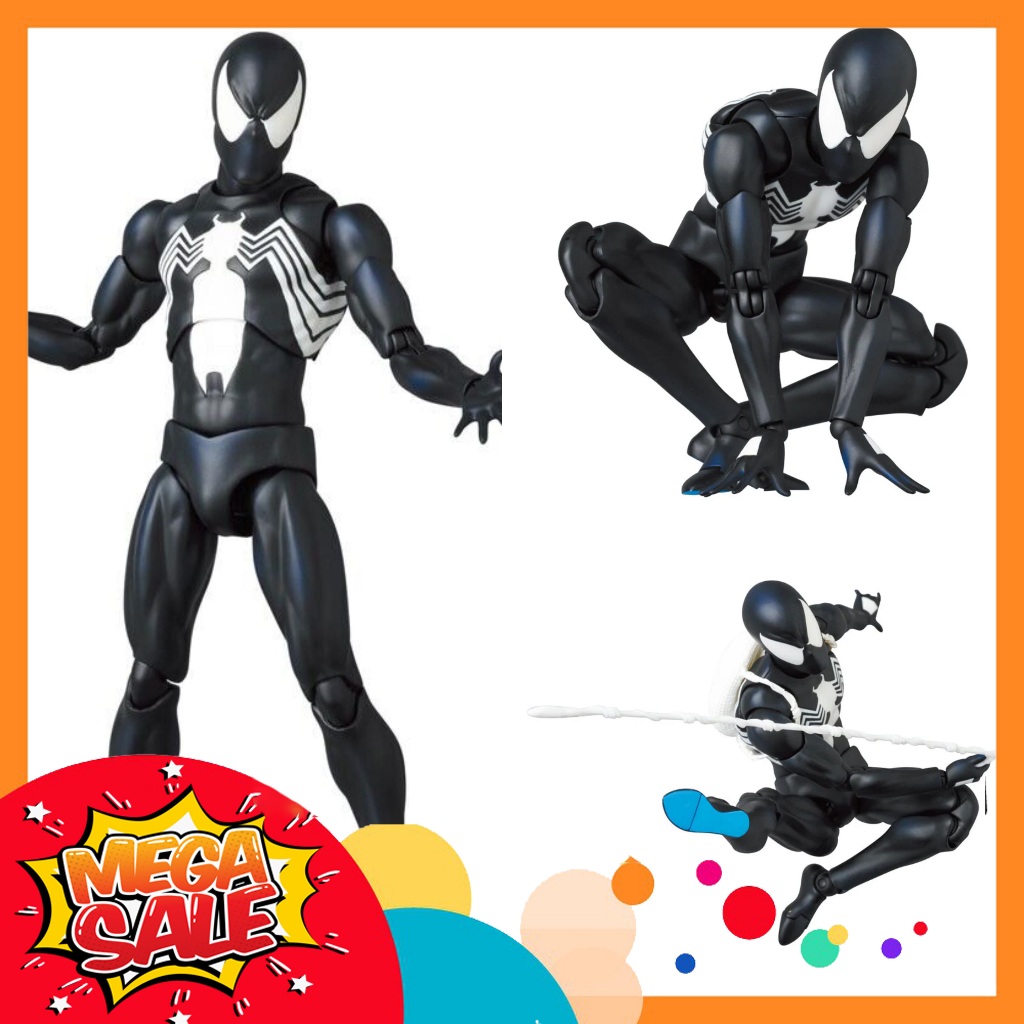 Ảnh thực tế Mô Hình Người Nhện Spider Man Black Costume Comic Mafex Bootleg